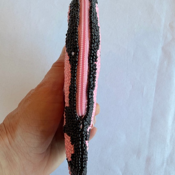 Vintage C. Marie Pink Poodle Beaded Coin Purse Pink Satin Interior - Picture 4 of 8